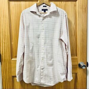 Banana Republic pink blue plaid fitted dress shirt